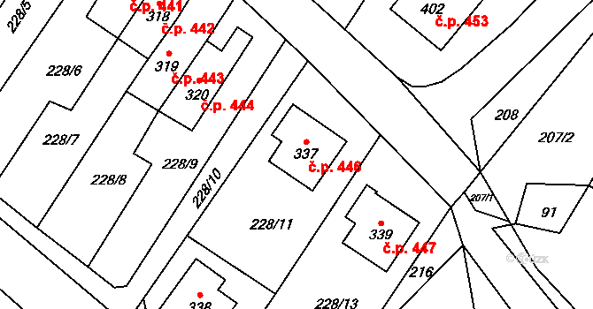 Český Herálec 446, Herálec na parcele st. 337 v KÚ Český Herálec, Katastrální mapa