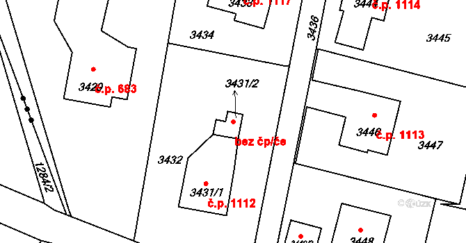 Orlová 38218364 na parcele st. 3431/2 v KÚ Horní Lutyně, Katastrální mapa
