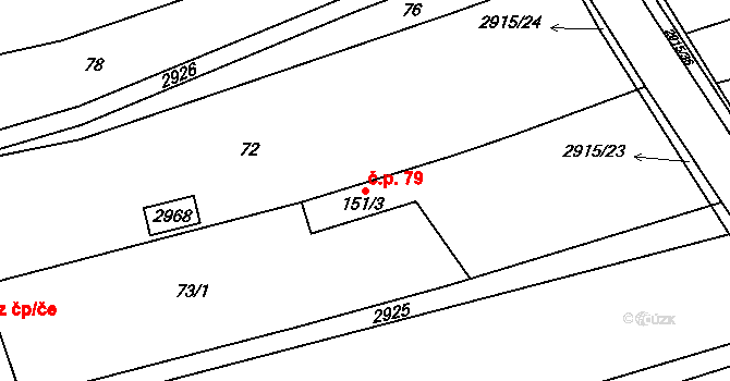 Loučka 79 na parcele st. 151/3 v KÚ Loučka I, Katastrální mapa