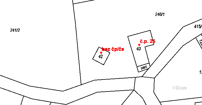 Lomnice nad Popelkou 38849364 na parcele st. 42 v KÚ Želechy, Katastrální mapa