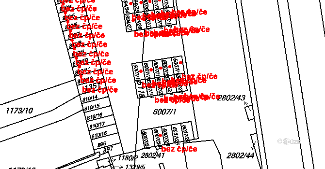 Pardubice 40416364 na parcele st. 6007/20 v KÚ Pardubice, Katastrální mapa