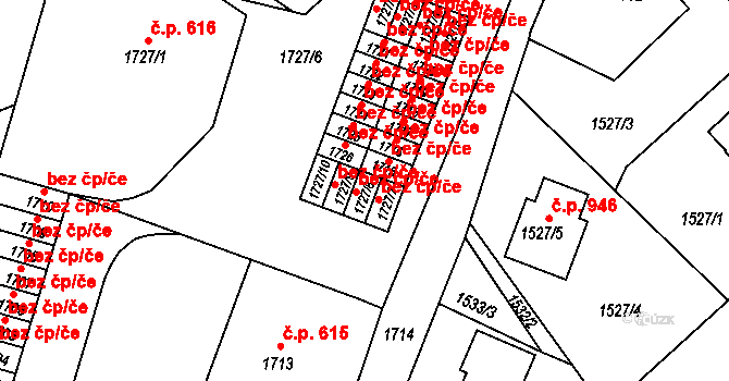 Nový Bor 47962364 na parcele st. 1727/8 v KÚ Nový Bor, Katastrální mapa