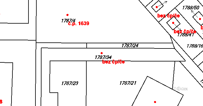 České Budějovice 49906364 na parcele st. 1787/34 v KÚ České Budějovice 2, Katastrální mapa