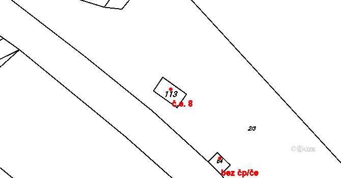 Sedlec 8, Mšeno na parcele st. 113 v KÚ Sedlec u Mšena, Katastrální mapa