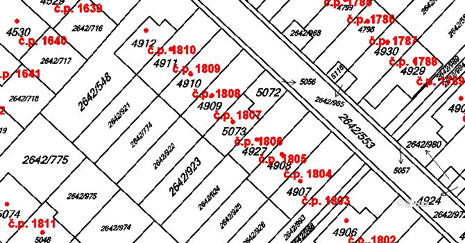 Kuřim 1806 na parcele st. 5073 v KÚ Kuřim, Katastrální mapa