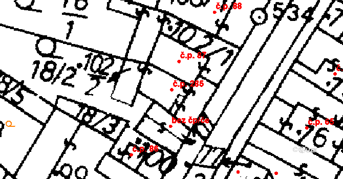 Bernartice 285 na parcele st. 102/2 v KÚ Bernartice u Milevska, Katastrální mapa