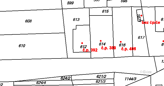 Smečno 392 na parcele st. 612 v KÚ Smečno, Katastrální mapa