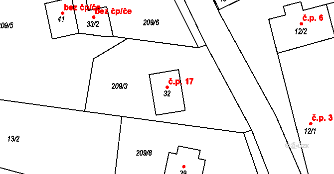 Moraveč 17, Slapsko na parcele st. 32 v KÚ Moraveč u Mladé Vožice, Katastrální mapa