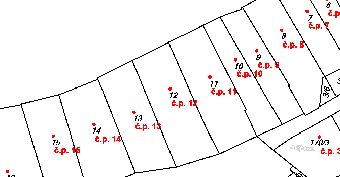Jaroměř 12 na parcele st. 12 v KÚ Jaroměř, Katastrální mapa