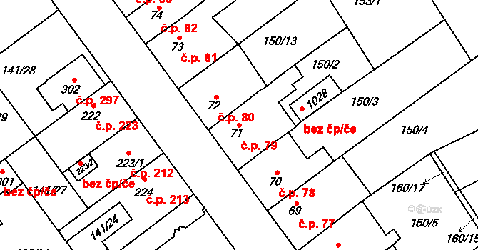 Studánka 79, Pardubice na parcele st. 71 v KÚ Studánka, Katastrální mapa