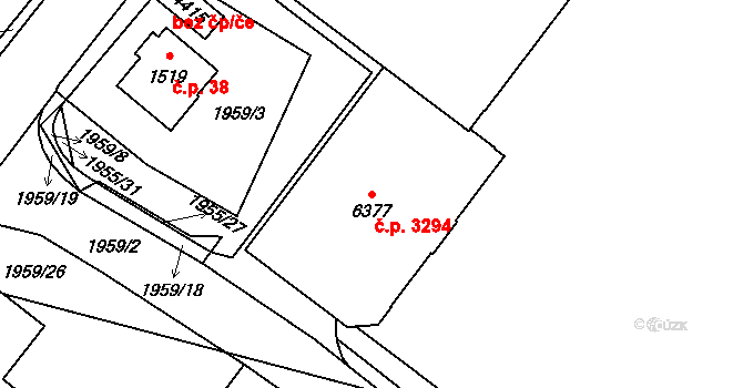 Šumperk 3294 na parcele st. 6377 v KÚ Šumperk, Katastrální mapa