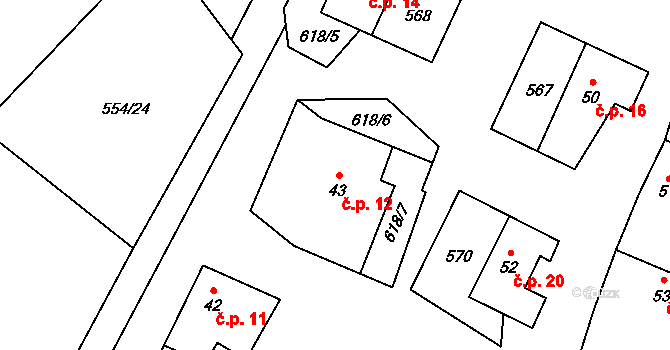 Konopiště 12, Lipovice na parcele st. 43 v KÚ Lipovice, Katastrální mapa