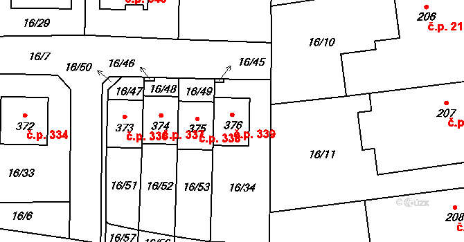 Lišany 339 na parcele st. 376 v KÚ Lišany u Rakovníka, Katastrální mapa