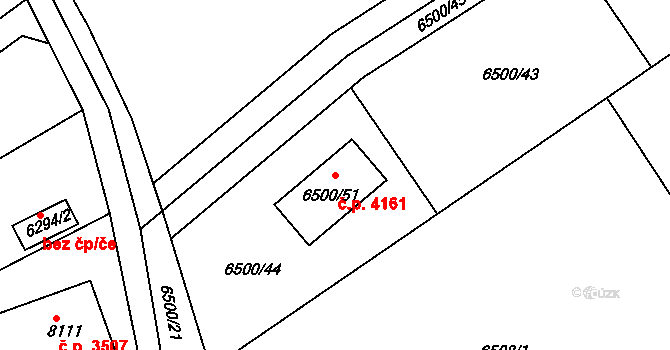 Mělník 4161 na parcele st. 6500/51 v KÚ Mělník, Katastrální mapa