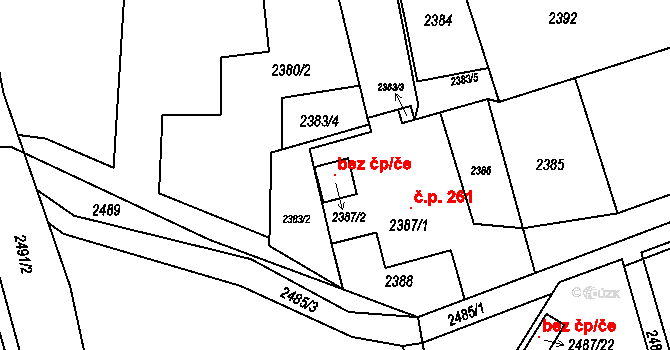 Havířov 102204365 na parcele st. 2387/2 v KÚ Dolní Suchá, Katastrální mapa