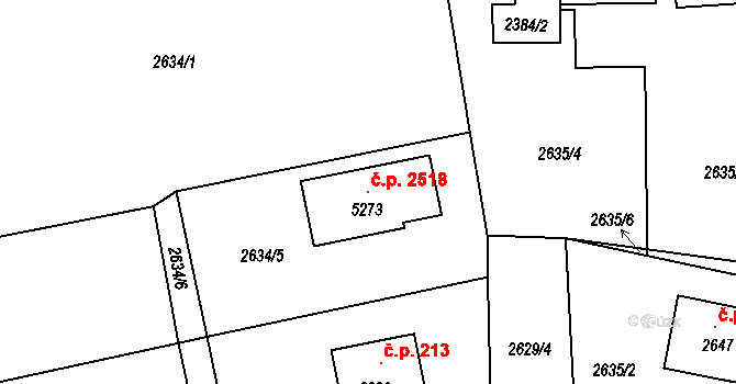 Rožnov pod Radhoštěm 2518 na parcele st. 5273 v KÚ Rožnov pod Radhoštěm, Katastrální mapa
