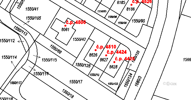 Kroměříž 4510 na parcele st. 8626 v KÚ Kroměříž, Katastrální mapa