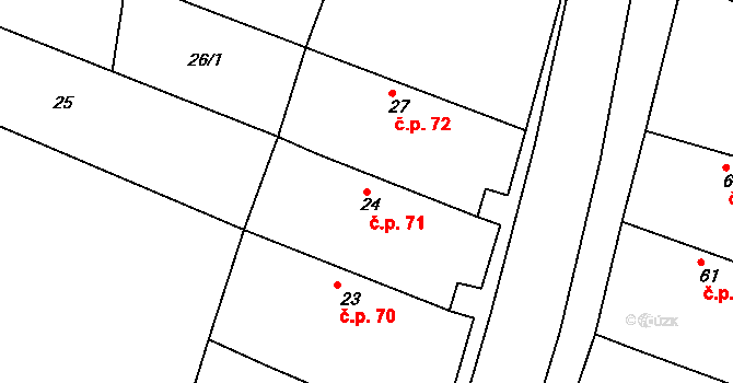 Popice 71, Znojmo na parcele st. 24 v KÚ Popice u Znojma, Katastrální mapa