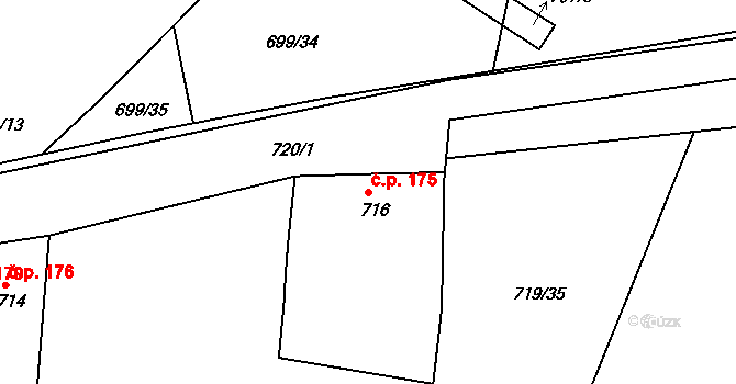 Stará Pohůrka 175, Srubec na parcele st. 716 v KÚ Srubec, Katastrální mapa