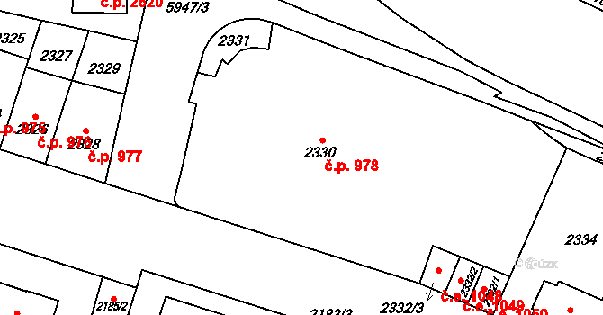 Jihlava 978 na parcele st. 2330 v KÚ Jihlava, Katastrální mapa