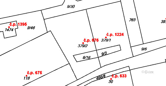 Hostivice 676 na parcele st. 379/2 v KÚ Litovice, Katastrální mapa