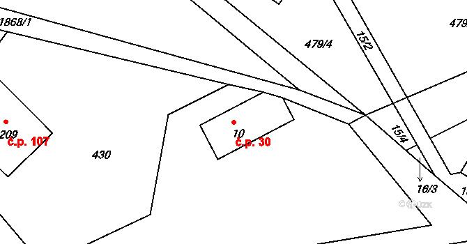Andělka 30, Višňová na parcele st. 10 v KÚ Andělka, Katastrální mapa