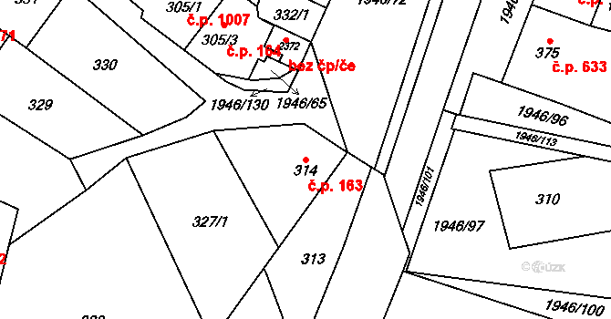 Třebechovice pod Orebem 163 na parcele st. 314 v KÚ Třebechovice pod Orebem, Katastrální mapa