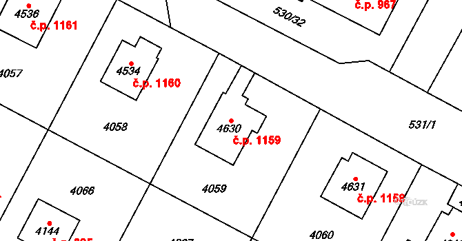 Žamberk 1159 na parcele st. 4630 v KÚ Žamberk, Katastrální mapa