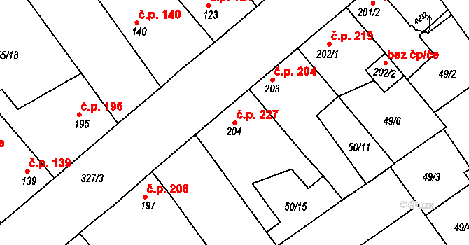 Litol 227, Lysá nad Labem na parcele st. 204 v KÚ Litol, Katastrální mapa