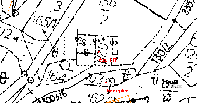 Janov 117 na parcele st. 62/1 v KÚ Janov u Litomyšle, Katastrální mapa