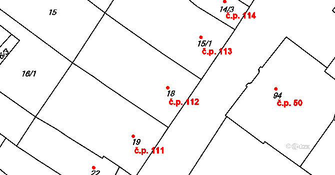 Náměšť nad Oslavou 112 na parcele st. 18 v KÚ Náměšť nad Oslavou, Katastrální mapa