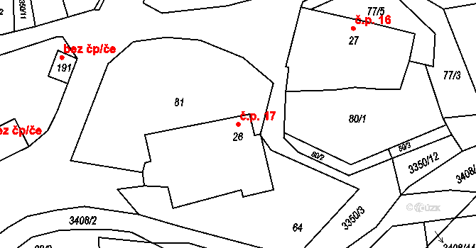 Bohunice 17, Všemyslice na parcele st. 26 v KÚ Bohunice nad Vltavou, Katastrální mapa
