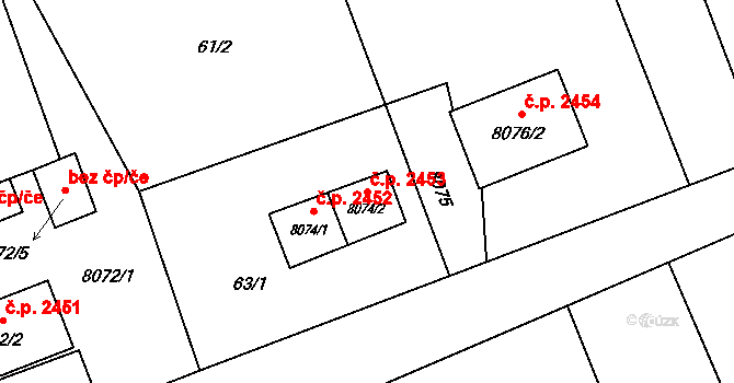 Frýdek 2453, Frýdek-Místek na parcele st. 8074/2 v KÚ Panské Nové Dvory, Katastrální mapa