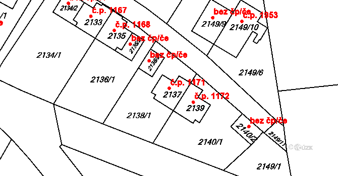 Sokolov 1171 na parcele st. 2137 v KÚ Sokolov, Katastrální mapa