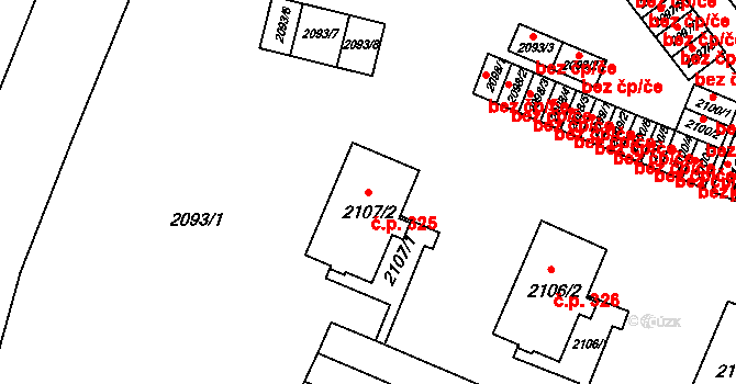 Jablůnka 325 na parcele st. 2107/2 v KÚ Jablůnka, Katastrální mapa
