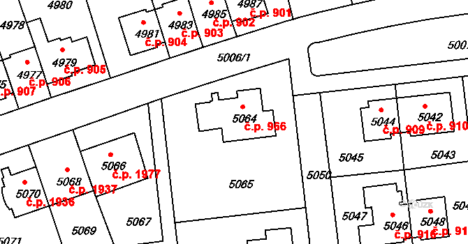 Záběhlice 966, Praha na parcele st. 5064 v KÚ Záběhlice, Katastrální mapa