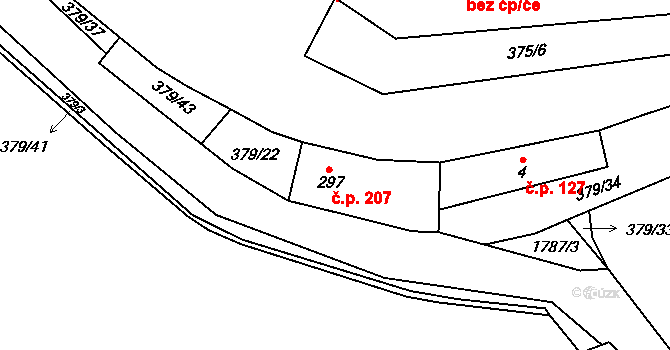 Chlum u Třeboně 207 na parcele st. 297 v KÚ Chlum u Třeboně, Katastrální mapa