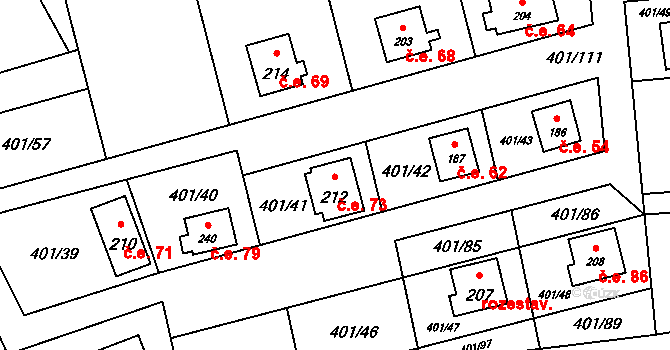 Nuzice 73, Týn nad Vltavou na parcele st. 212 v KÚ Nuzice, Katastrální mapa