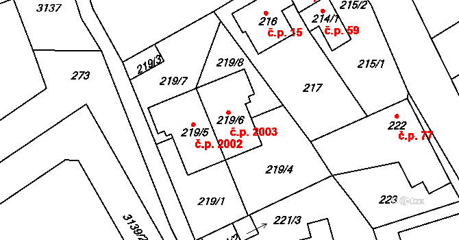 Krč 2003, Praha na parcele st. 219/6 v KÚ Krč, Katastrální mapa