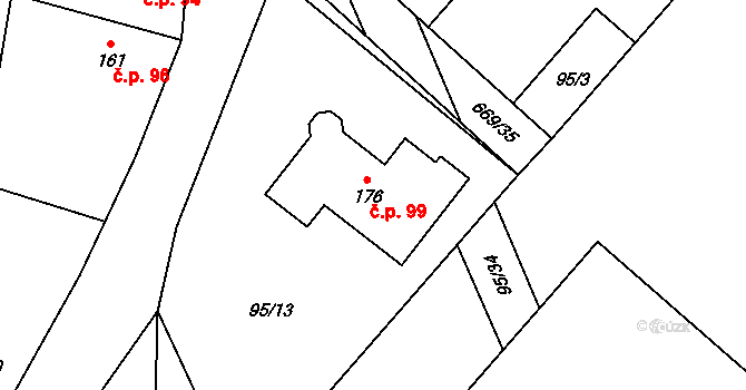 Žitovlice 99 na parcele st. 176 v KÚ Žitovlice, Katastrální mapa