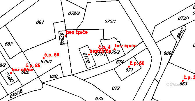 Sobědruhy 4, Teplice na parcele st. 677/1 v KÚ Sobědruhy, Katastrální mapa