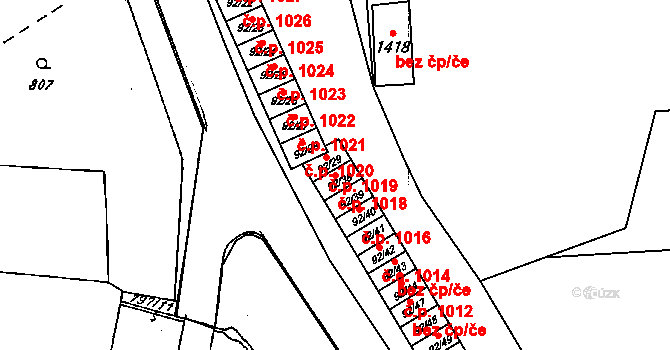 Dobšice 1018 na parcele st. 92/38 v KÚ Dobšice u Znojma, Katastrální mapa