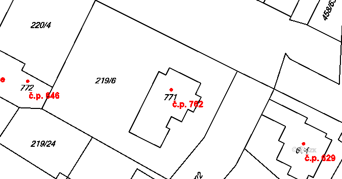 Zábřeh 762, Ostrava na parcele st. 771 v KÚ Zábřeh nad Odrou, Katastrální mapa