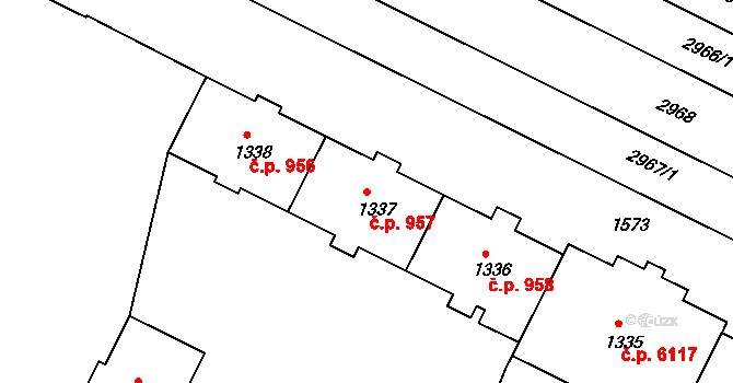 Poruba 957, Ostrava na parcele st. 1337 v KÚ Poruba, Katastrální mapa