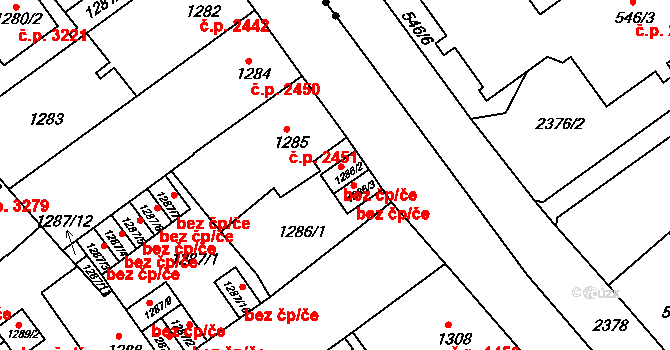 Teplice 39164365 na parcele st. 1286/2 v KÚ Teplice, Katastrální mapa