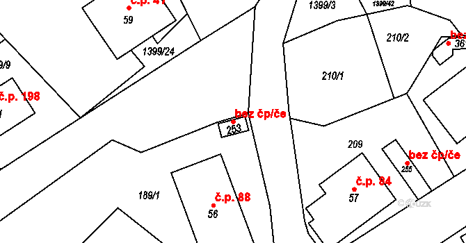 Semanín 39413365 na parcele st. 253 v KÚ Semanín, Katastrální mapa