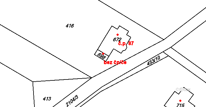 Skuhrov 43416365 na parcele st. 698 v KÚ Skuhrov u Železného Brodu, Katastrální mapa