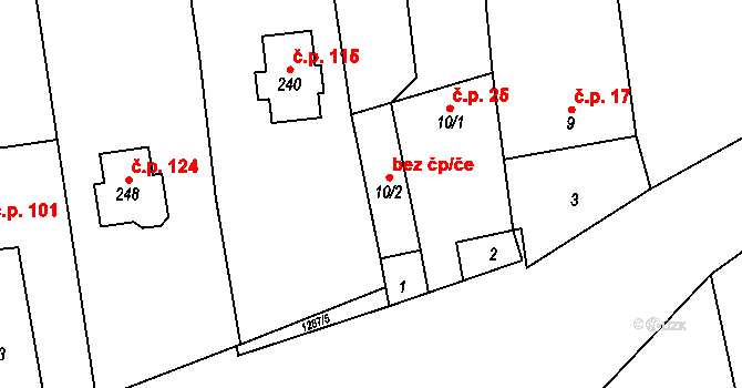 Hranice 44637365 na parcele st. 10/2 v KÚ Slavíč, Katastrální mapa