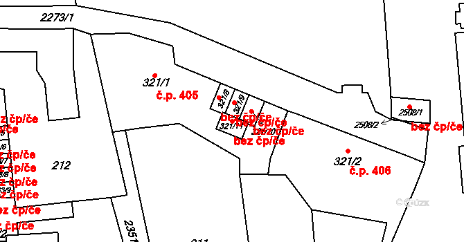 Uničov 46535365 na parcele st. 321/11 v KÚ Uničov, Katastrální mapa