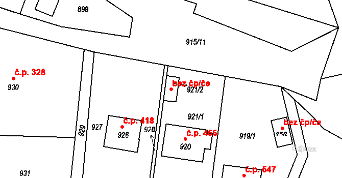 Jablůnka 48948365 na parcele st. 921/2 v KÚ Jablůnka, Katastrální mapa